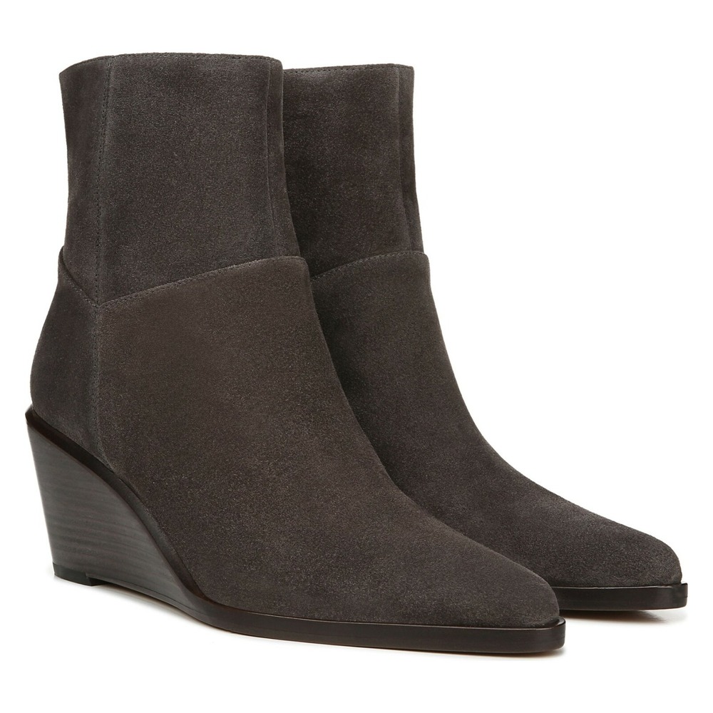 Vince Mavis Suede Leather Wedge Ankle Bootie Moleskine Grey NIB 6 8 9.5 $395
